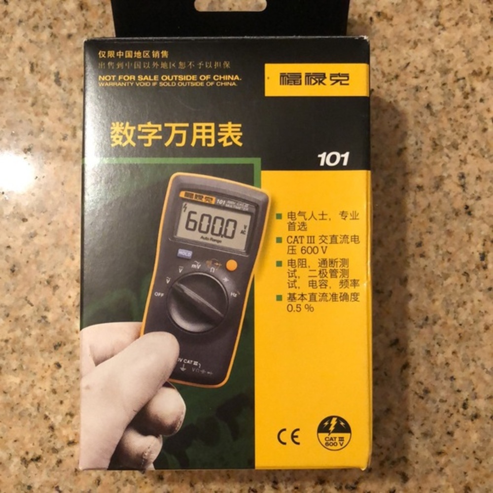Fluke 101 F101 Digital Basic Pocket Digital Multimeter Meter AC DC Volt Tester